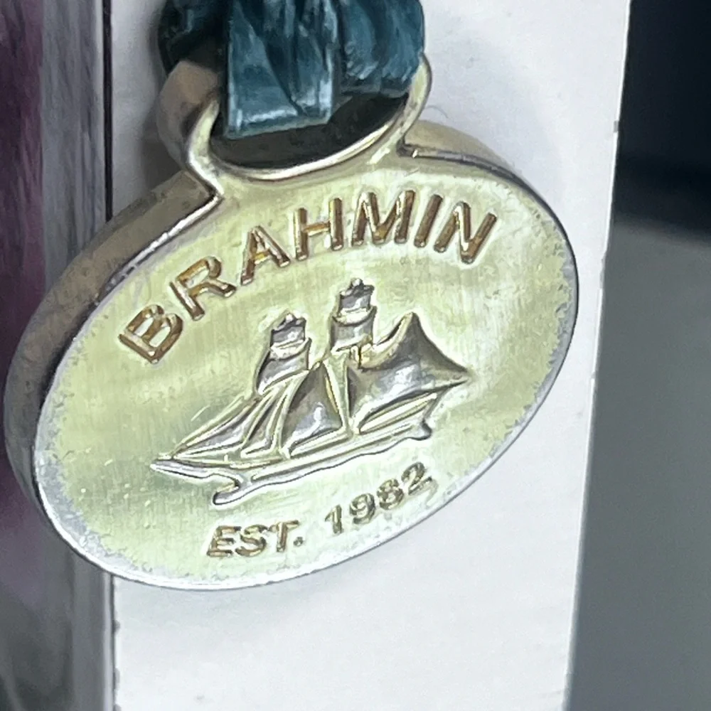 Brahmin Green and Gold Charm bag tag or charm